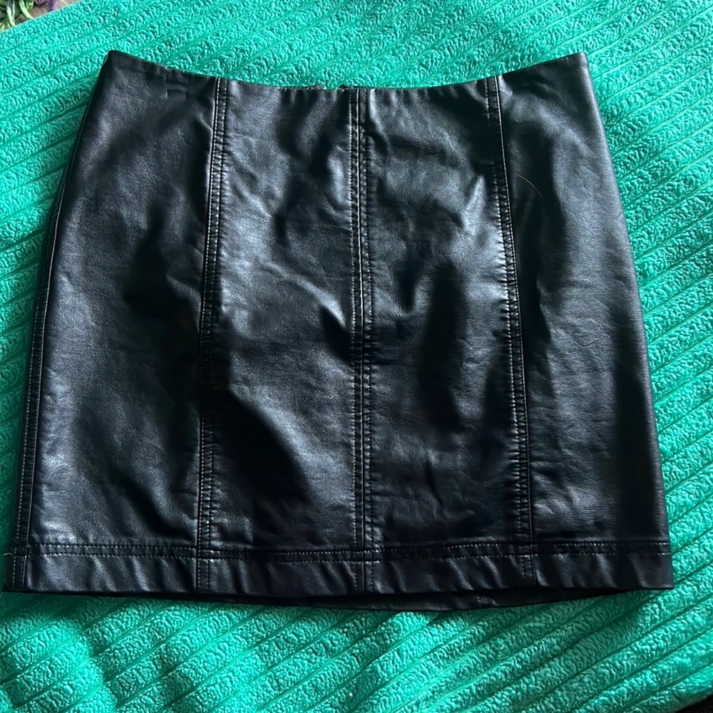 Black Leather Mini Skirt.